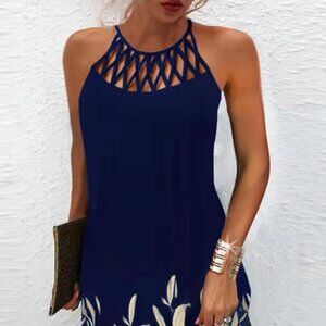 Printed Grecian Neck Mini Dress